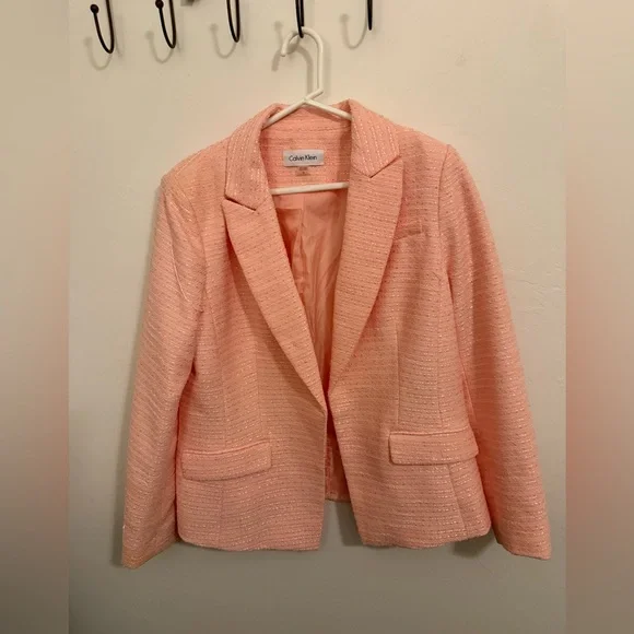 Calvin Klein Pink Tweed Tailored Blazer - Picture 5 of 9